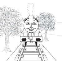 A coloring page of thomas and friends